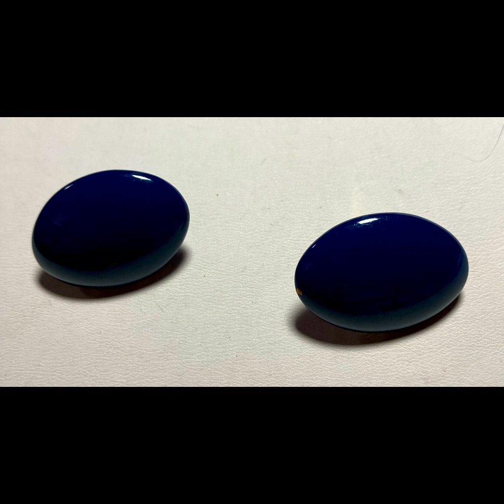 Oval Enamel Navy Clip Earrings 716